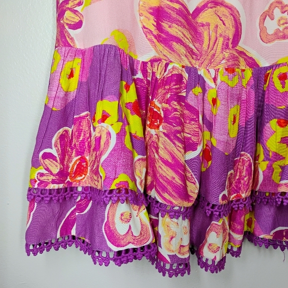 Alivia Annie Mini Skort Floral Sugar Plum Tiered Lace Trim Feminine Size Small - Picture 3 of 13